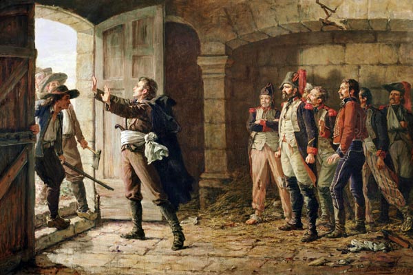 Maurice Gigost d'Elbee (1752-94) Protecting the New Prisoners at Chemille van Marie Felix Edmond de Boislecomte