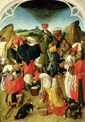 Gathering of the Manna (oil on panel) van Master of the Gathering of the Manna