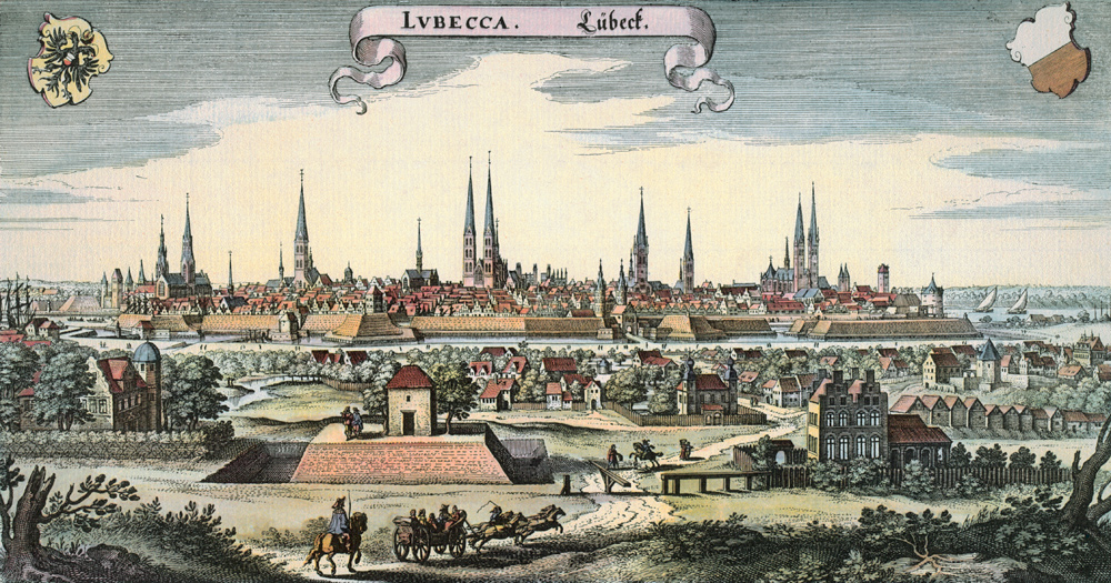 View of the City of L??beck van Matthäus Merian de oude