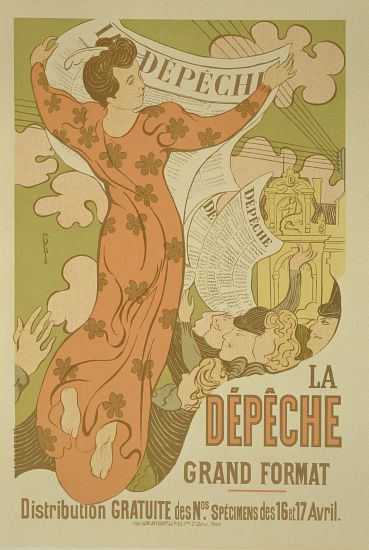 Reproduction of a poster advertising 'La Depeche de Toulouse' newspaper van Maurice Denis