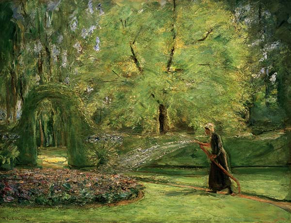 Das Rondell im Heckengarten mit Blumensprengerin van Max Liebermann