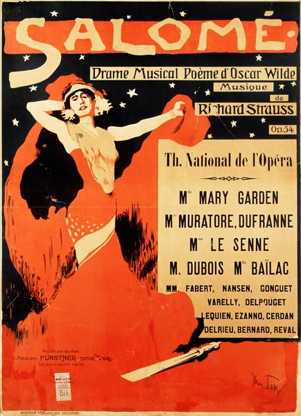 Poster advertising 'Salome', opera by Richard Strauss van Max Tilke