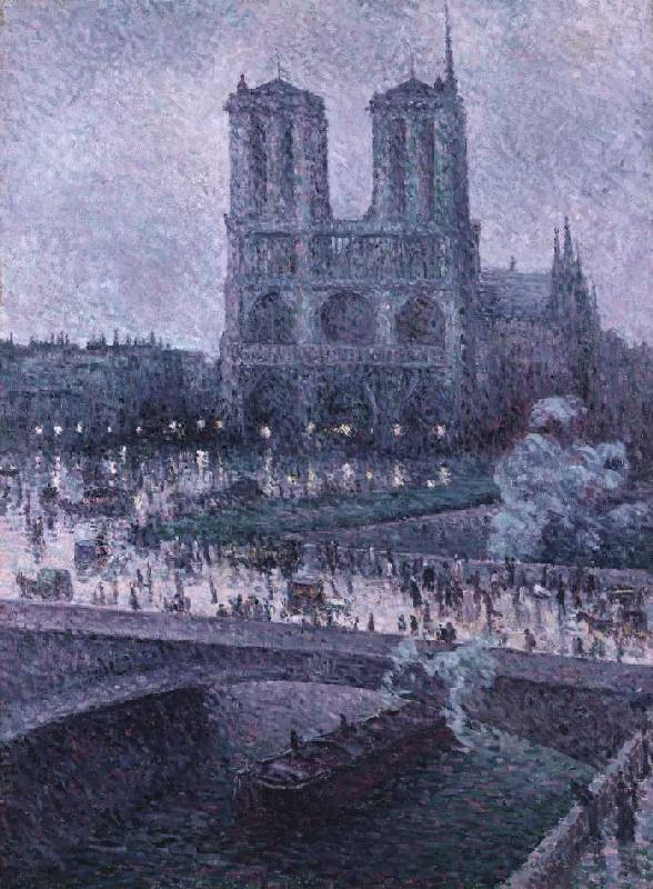 Seinebrücke und Notre Dame im Abendlicht van Maximilien Luce