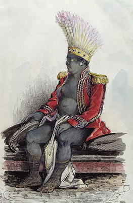 King Temoana on the island of Nuka-Hiva dressed in the uniform of a French colonel, c.1841-48 ( pen, van Maximilien Radiguet