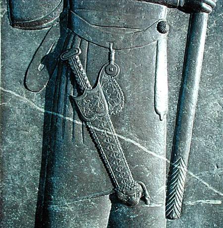 Carving of Xerxes' weapon bearer's sword, relief in the Audience Hall at Persepolis van Median School