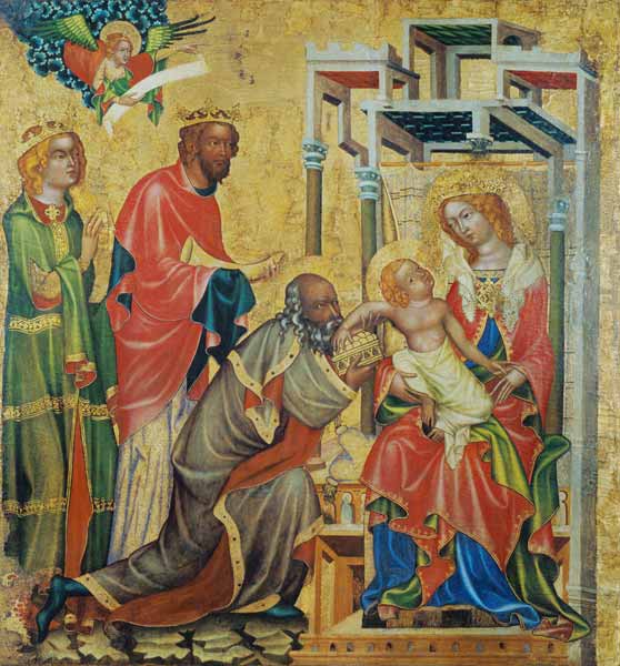 Die Anbetung der hl. drei Könige van Meister d.Altars von Hohenfurth