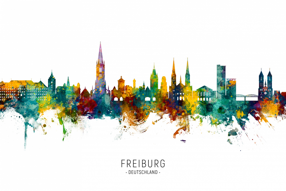 Freiburg Germany Skyline van Michael Tompsett