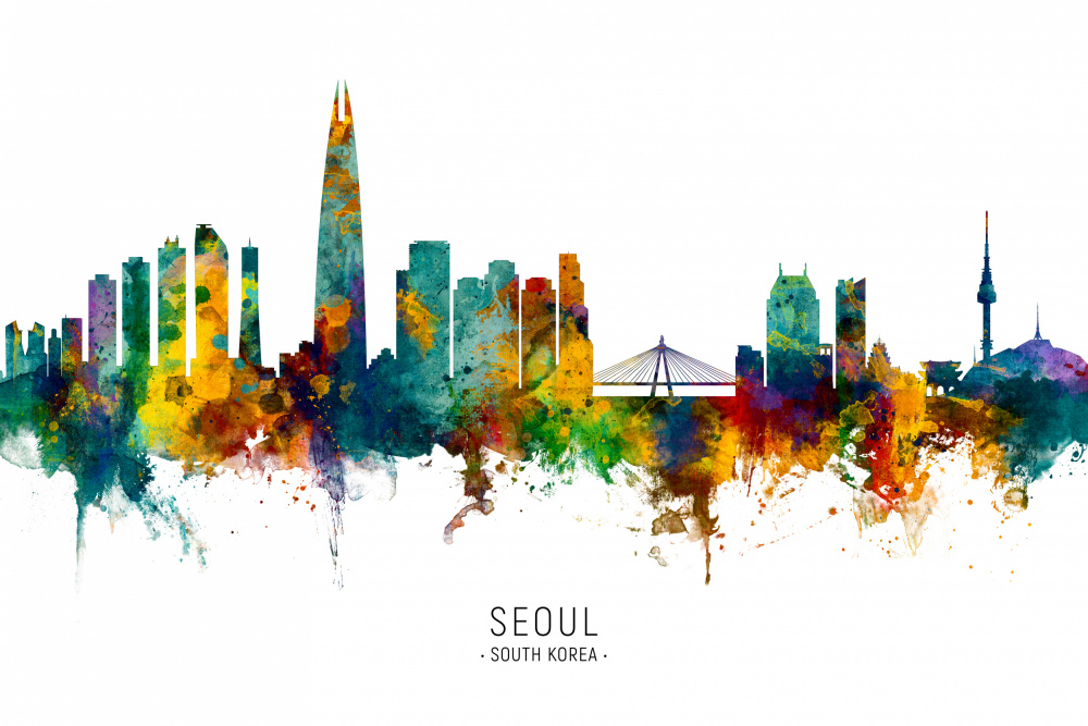 Seoul Skyline South Korea van Michael Tompsett