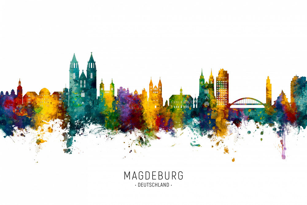 Magdeburg Germany Skyline van Michael Tompsett