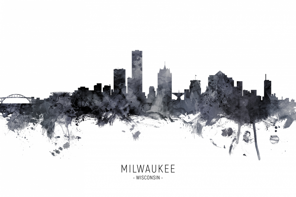 Milwaukee Wisconsin Skyline van Michael Tompsett