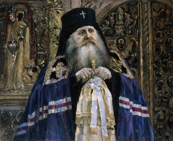 Portrait of Metropolitan Antony of Kiev and Galicia (1863-1936) van Michail Wassiljew. Nesterow