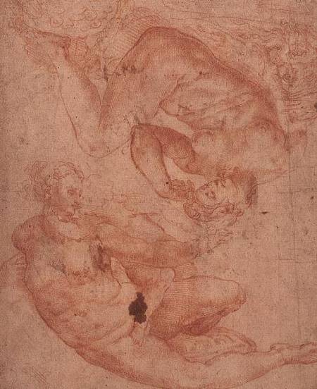 Studies of Nudes Inv.1946/7/13/371 Recto (W.99) van Michelangelo (Buonarroti)