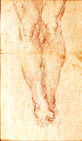 Study for a Crucifixion (black chalk on paper) van Michelangelo (Buonarroti)