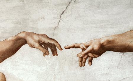 Uitsnede uit  De schepping van Adam  - Michelangelo (Buonarroti)