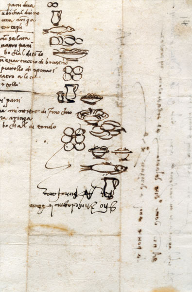 Three Different Lists of Foods Described with Ideograms van Michelangelo (Buonarroti)