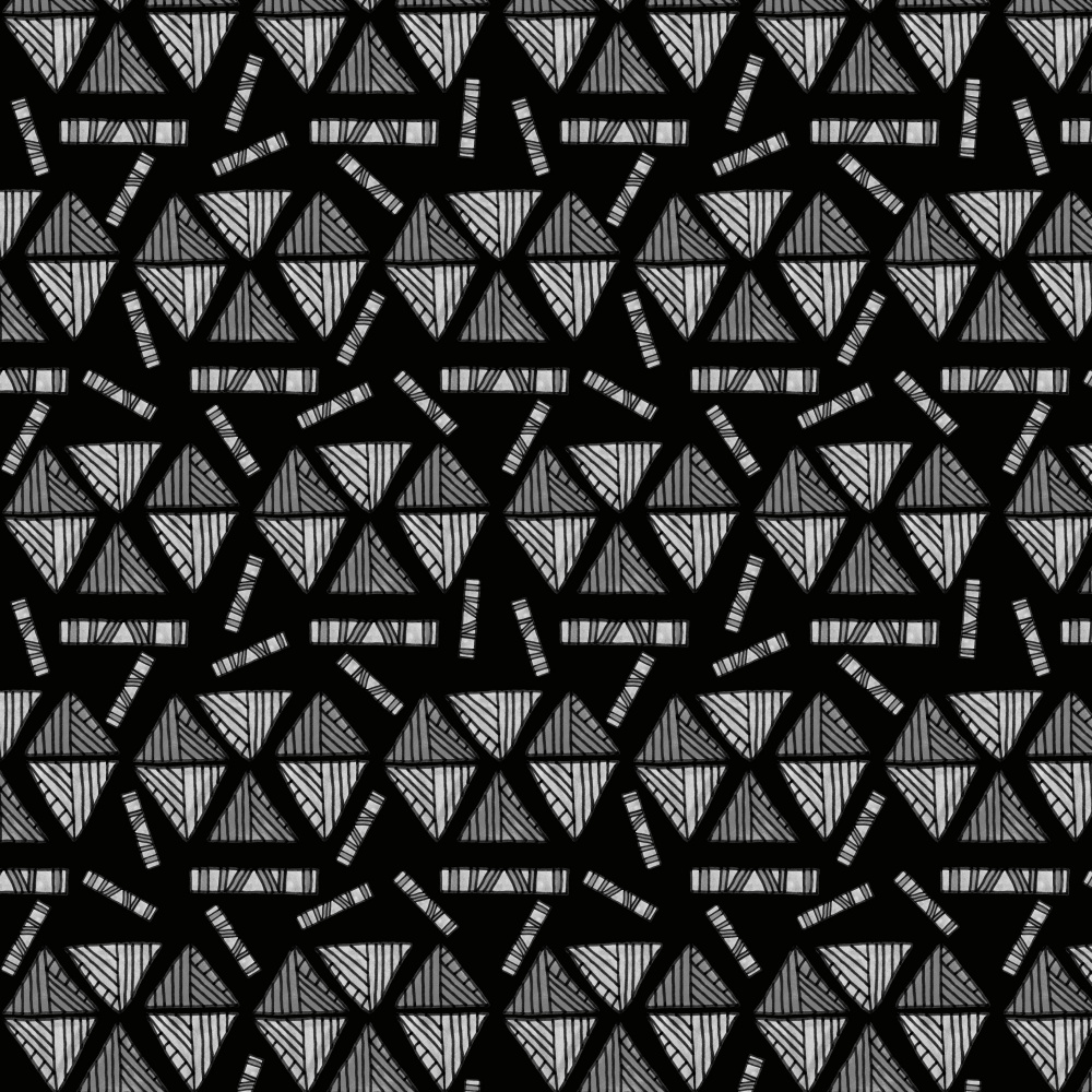 Tribal Ethnic Triangles Shapes Gray Black van Michele Channell