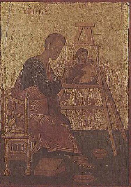 St. Luke Painting the Virgin, Greek Icon van Michele Damaskinos