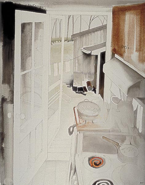 Cooker and Kitchen, Connecticut (w/c on paper)  van Miles  Thistlethwaite