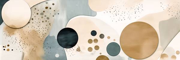 Abstrakte Wandkunst mit Kreisen in pastell Erdfarben, organische Formen, glatte Linien, ruhige Aquar van Miro May
