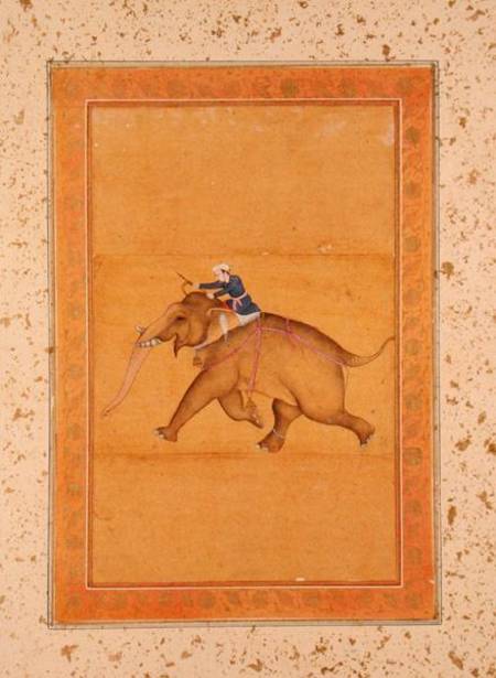 A Mahout riding an Elephant, from the Large Clive Album van Mughal School