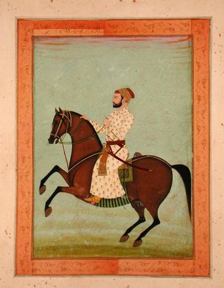 A Mughal Noble on Horseback, from the Large Clive Album van Mughal School