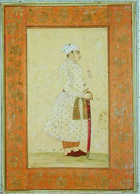 A young nobleman of the Mughal court, from the Large Clive Album  drawing with w/c on van Mughal School