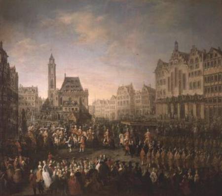 The coronation procession of Joseph II (1741-90), in Romerberg van Mytens (Schule)