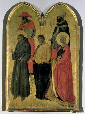 St. Francis, St. Jerome, St. Philip, St. Catherine and a bishop saint, c.1444 (tempera on panel) van Neri di Bicci