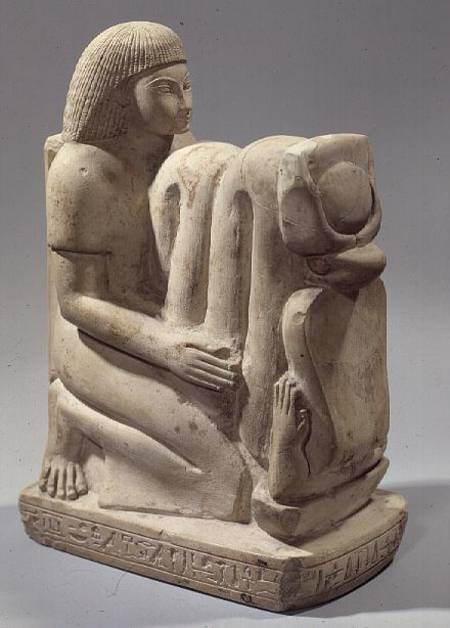 Statue of Setau presenting the cobra goddess Nekhbet van New Kingdom Egyptian