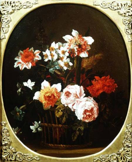 Still Life of Flowers in a Basket van Nicholas Ricoeur