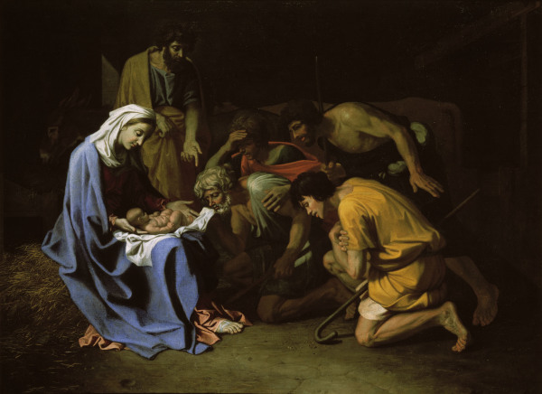 N. Poussin / Adoration of the Shepherds van Nicolas Poussin