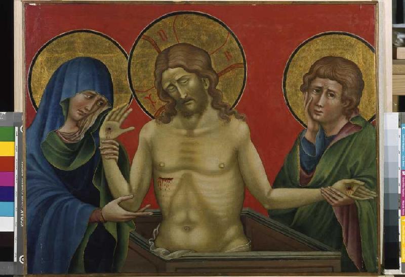 Jesus als Schmerzensmann mit Maria und Johannes. van Nicoletto Semitecolo