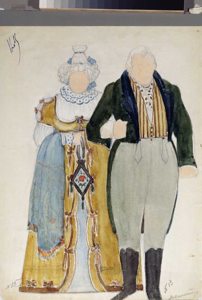 Costume design for the opera Eugene Onegin by P. Tchaikovsky van Nikolai Pavlovich Ulyanov