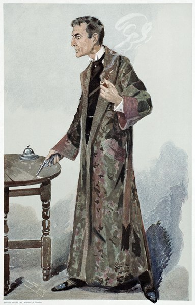 Sherlock Holmes, Cartoon from Vanity Fair of the Actor William Gillette van 