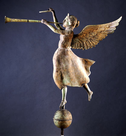 A Gilded And Molded Copper Weathervane Of The Angel Gabriel van 