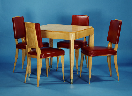 An Oak Games Table And Four Chairs Designed By Jacques-Emile Ruhlmann (1879-1933) van 