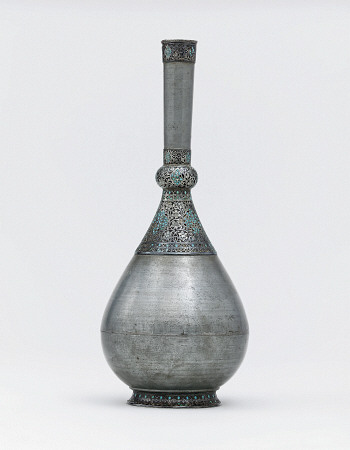 An Ottoman Turquoise Inset Silver Mounted Zinc Bottle  Istanbul, Turkey, 17th Century van 
