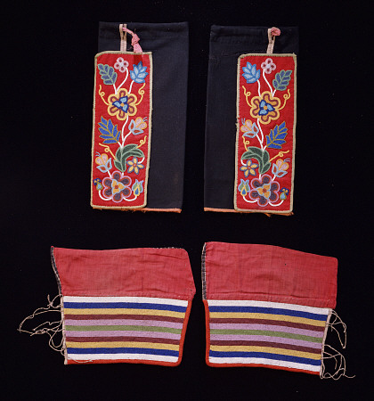 A Pair Of Crow Beaded Cloth Woman''s Leggings And A Pair Of Ojibwa (Chippewa) Beaded Cloth Man''s  L van 