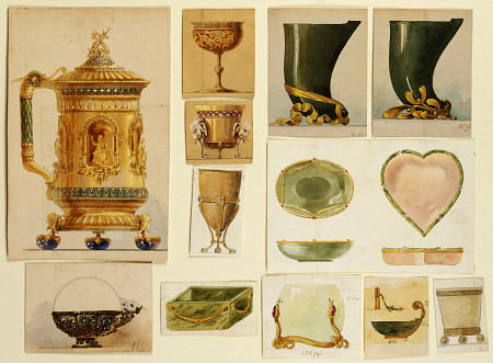 A Selection Of Designs From The House Of Carl Faberge Including An Elaborate Gilt And Enamelled  Tan van 