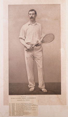 A Signed Pphotograph Of British Racquet And Tennis Champion Peter Latham With A List Of His Titles van 