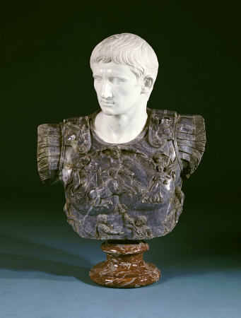 A White And Grey Marble Bust Of The Emperor Augustus van 