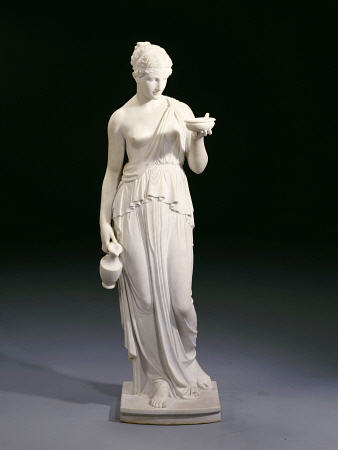 A White Marble Figure Of Hebe, The Cupbearer, Circa 1880 van 