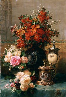 Still Life Of Roses And Other Flowers