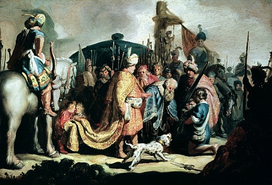 David Offering the Head of Goliath to King Saul van 