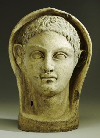 Etruscan Terracotta Votive Male Head van 