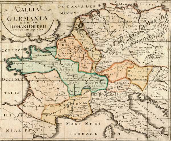 Historical map Europe 5thC., copper engr. van 