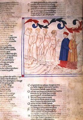 Inferno XXIX f.21r Geri del Bello in the Circle of the Falsifiers, from the Divine Comedy, 13th cent van 