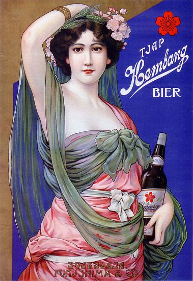 Japan: Advertising poster for Kembang Beer van 