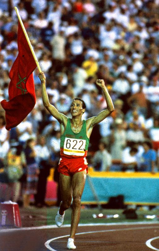 Olympic Games in Los Angeles: Moroccan athlet Said Aouita win the 5000m van 
