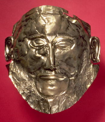 Replica of the Mask of Agamemnon, Mycenaean, c.16th century BC (gold) van 